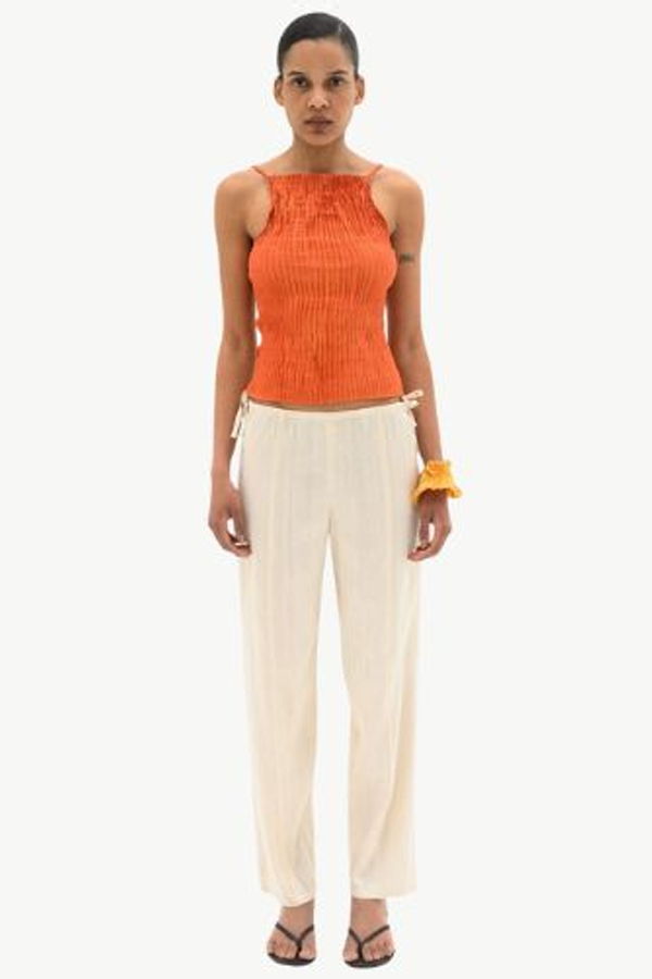 AZUR Plisse Satin Silk Cami Top