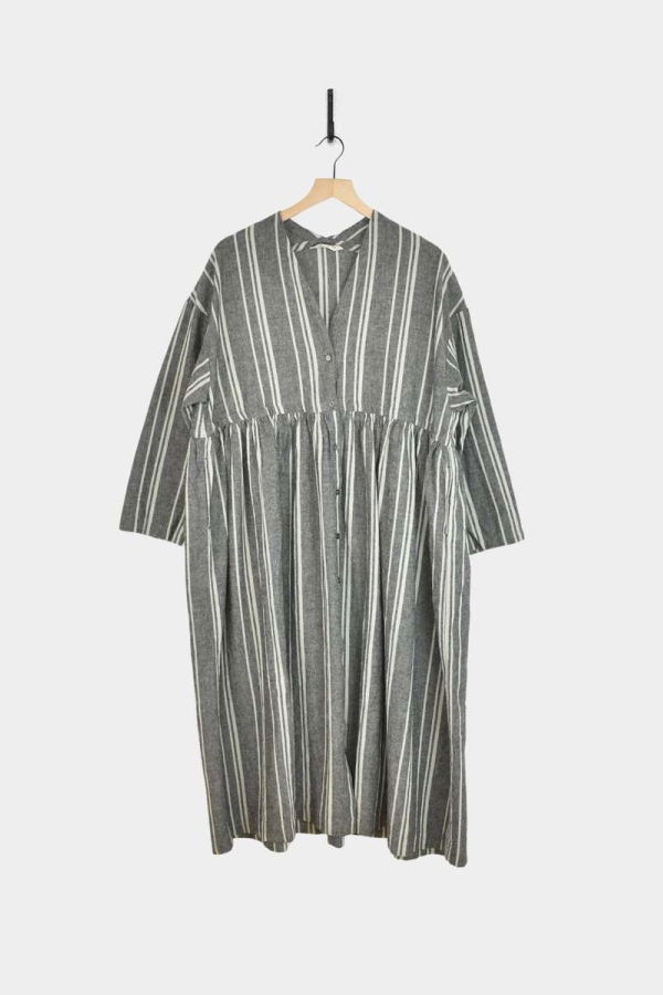 ICHI ANTIQUITES Random Stripe Dress - Gray