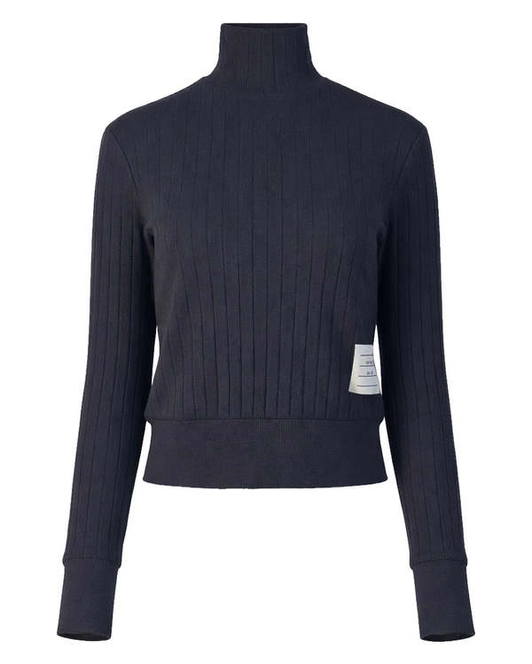 Thom Browne Long Sleeve Rib Cuff Turtleneck Top - Blue Thom Browne Long Sleeve Rib Cuff Turtleneck Top - Blue