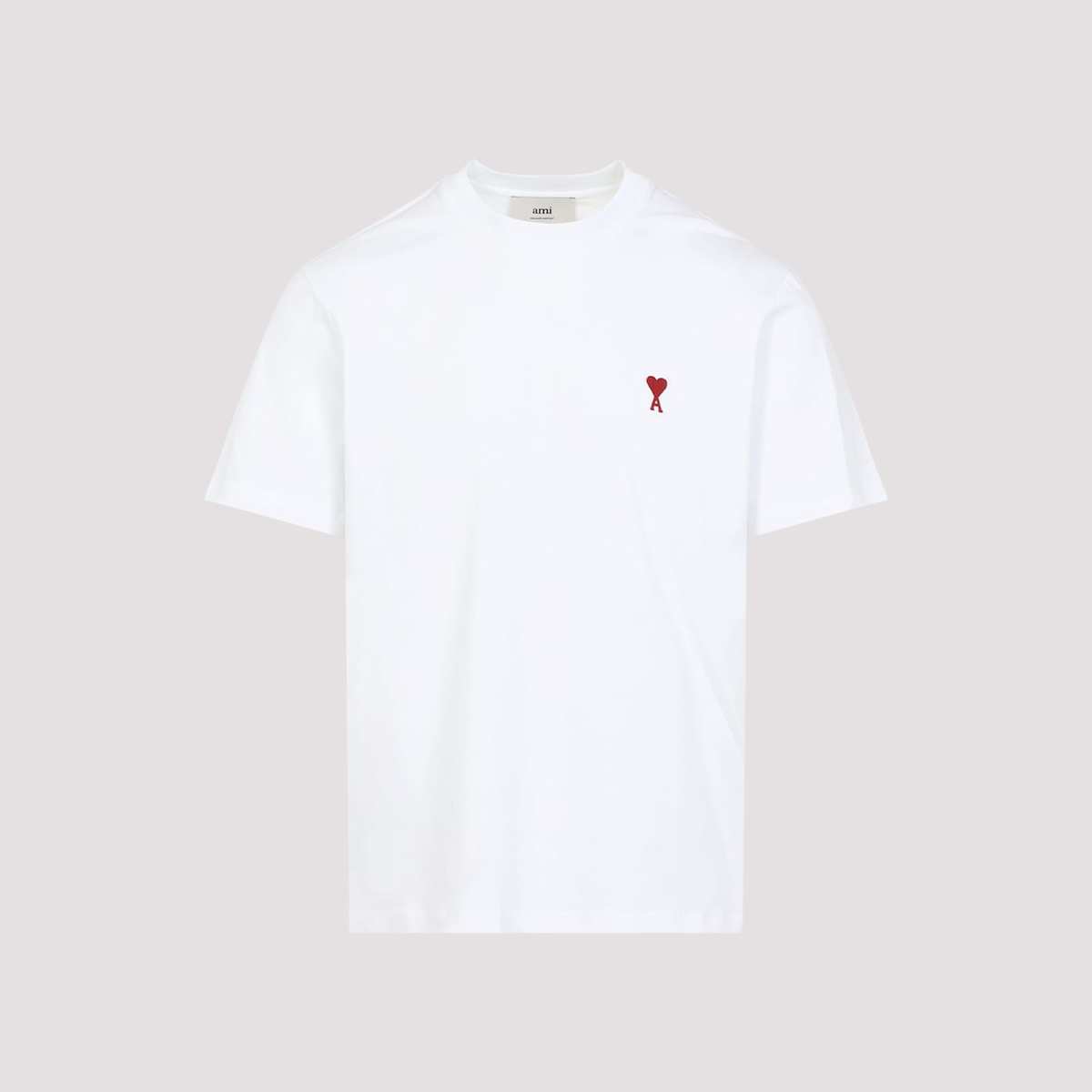 Ami Alexandre Mattiussi Classic Red T-Shirt - White - Image 1 of 3