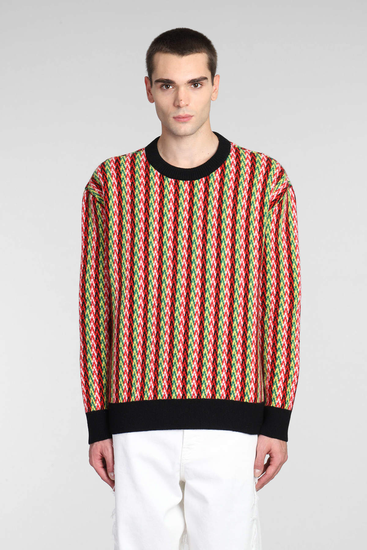 Lanvin Sweater With Multicolored Chevron Motif Sweater - Image 1 of 5
