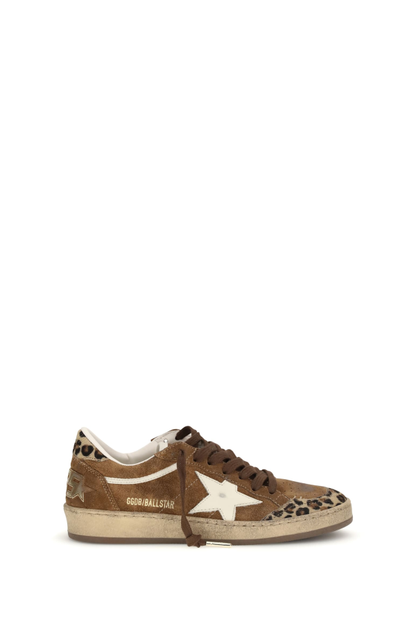 Golden Goose Ballstar Sneakers with Leopard-Print Pony Insert