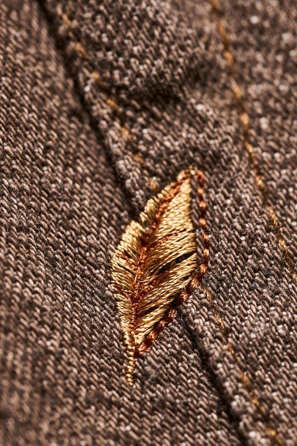 Pure Blue Japan BR-14oz-005 Slim Straight Jeans - Brown