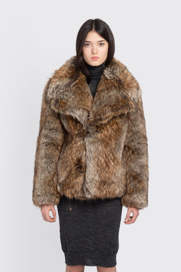 Maison Margiela MM6 Faux Fur Jacket - Brown