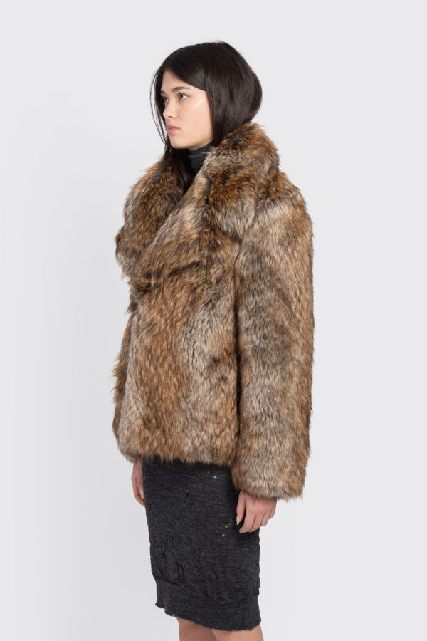 Maison Margiela MM6 Faux Fur Jacket - Brown