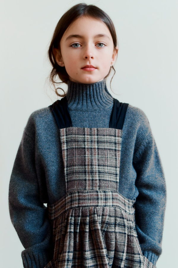 Kids Caramel CERO CHILDREN'S WOOL MIX TURTLENECK - DARK GREY