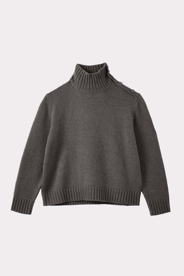 Kids Caramel CERO CHILDREN'S WOOL MIX TURTLENECK - DARK GREY