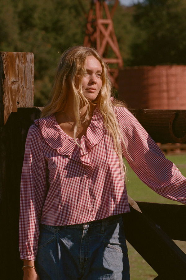 Merritt Charles Raleigh Gingham Ruffle Top