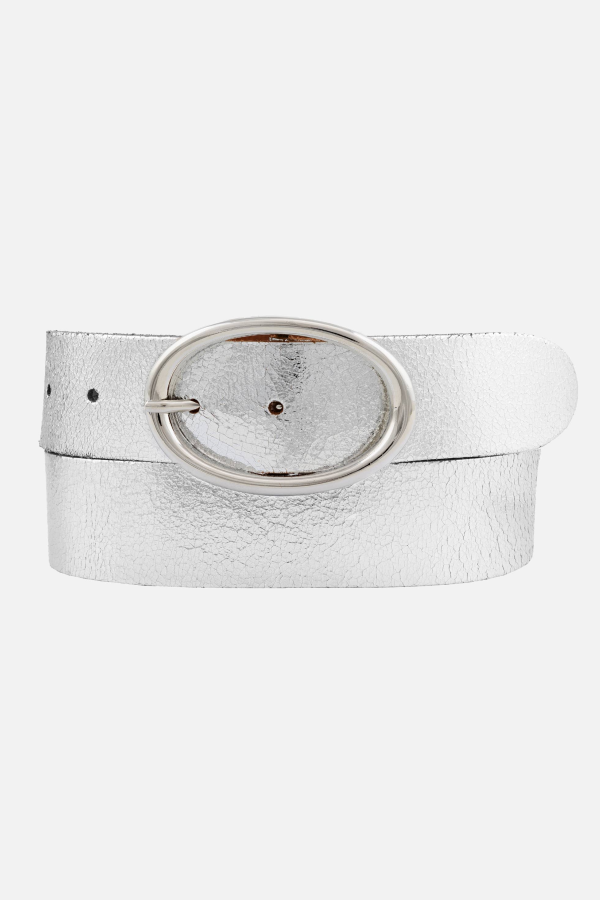 Amsterdam Heritage Chi Metallic Leather Belt - Silver