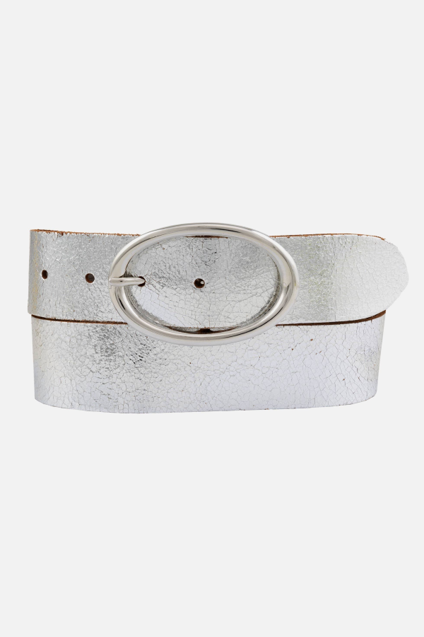 Amsterdam Heritage Chi Metallic Leather Belt - Silver
