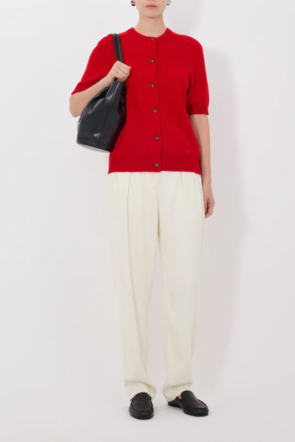 Loulou de Saison Jodi Short Sleeve Cardigan - Red