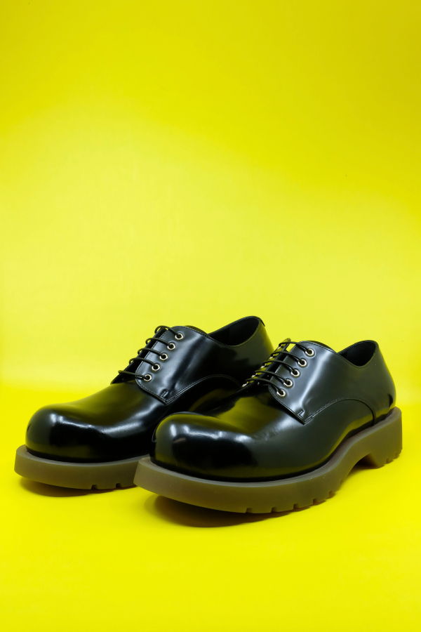 Jil Sander Black Spazzolato Shiny Lace Up Shoes