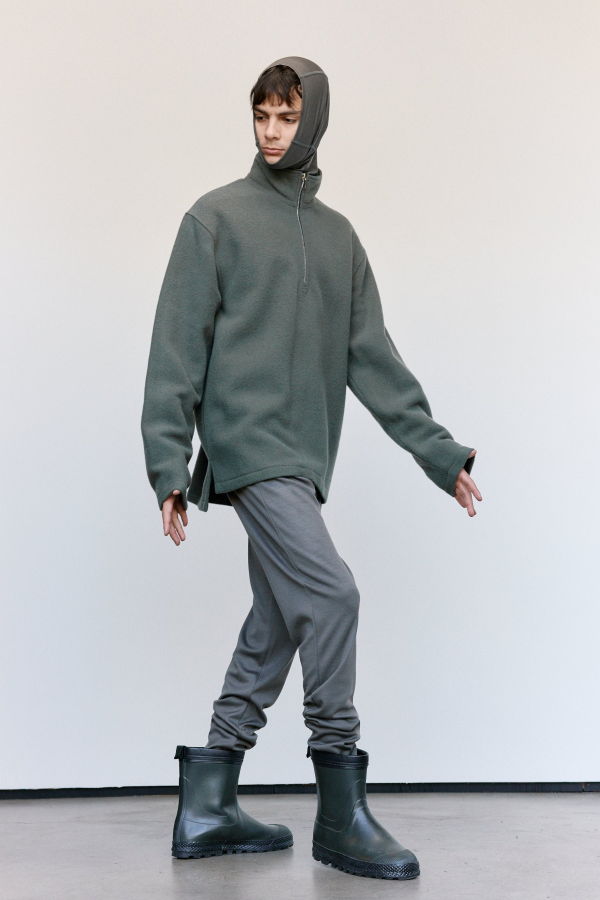 Rier Camoscio Wool Fleece Polo Sweatshirt