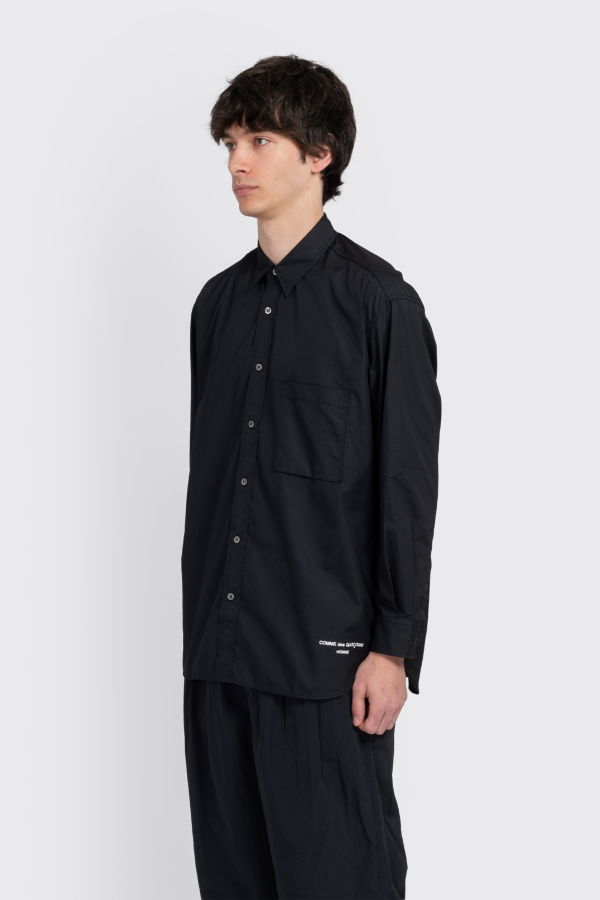 Comme des Garçons Logo Button Shirt - Black