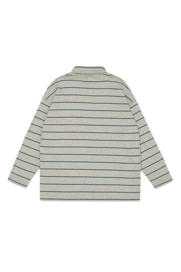KIDS Main Story Roll Neck Rib Top - Grey Melange Stripe