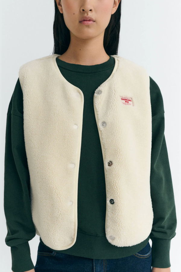 Thinking MU Jay's Ivory Sherpa Vest