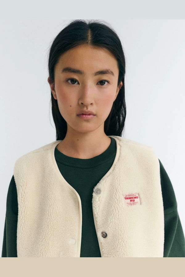 Thinking MU Jay's Ivory Sherpa Vest