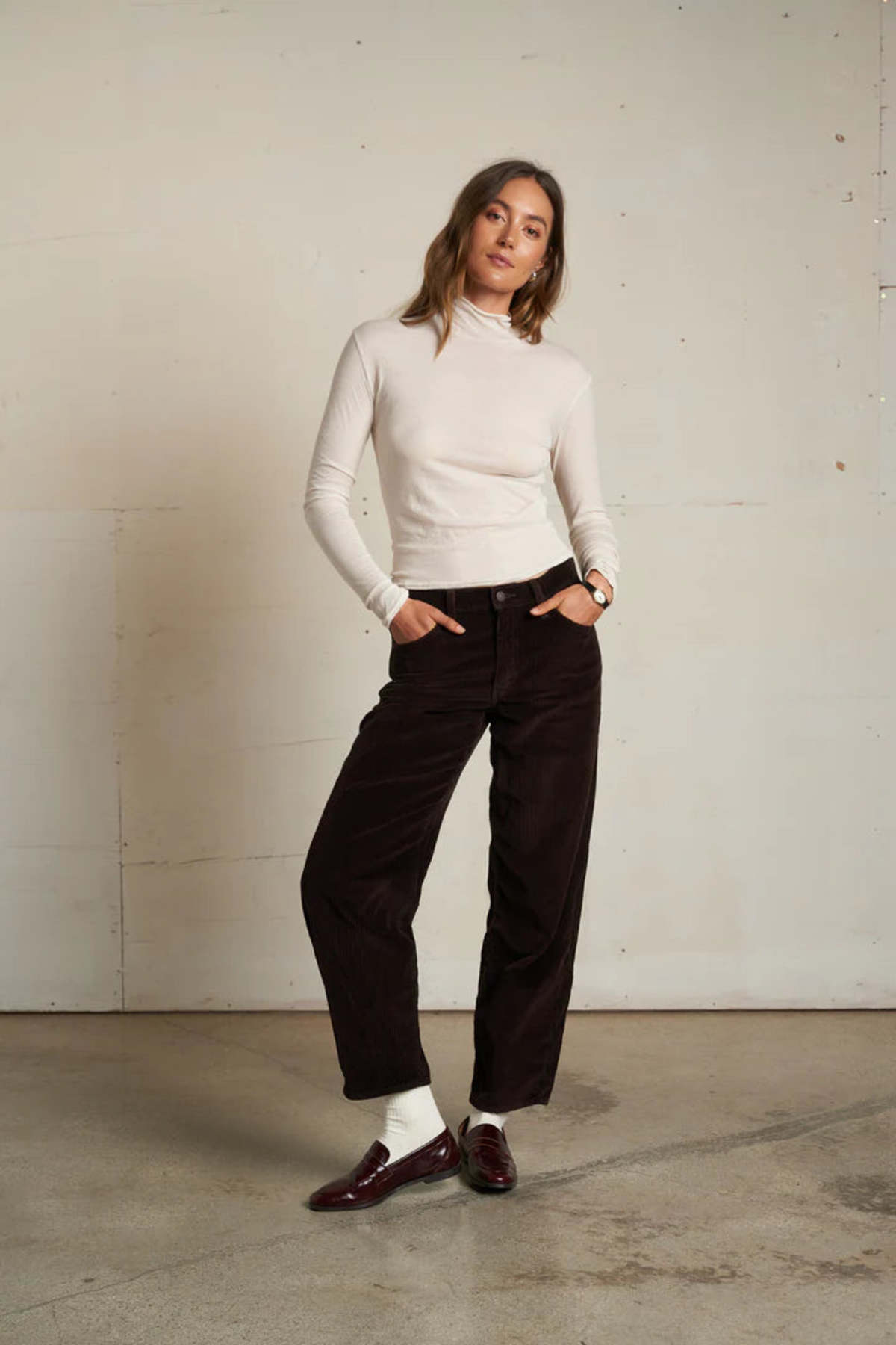 Perfect White Tee Kim Jersey Mock-Neck Top - Image 5 of 10