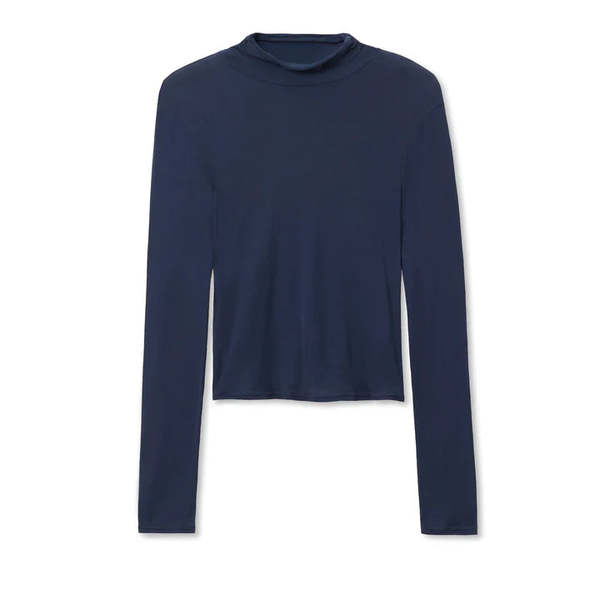 Perfect White Tee Kim Jersey Mock-Neck Top