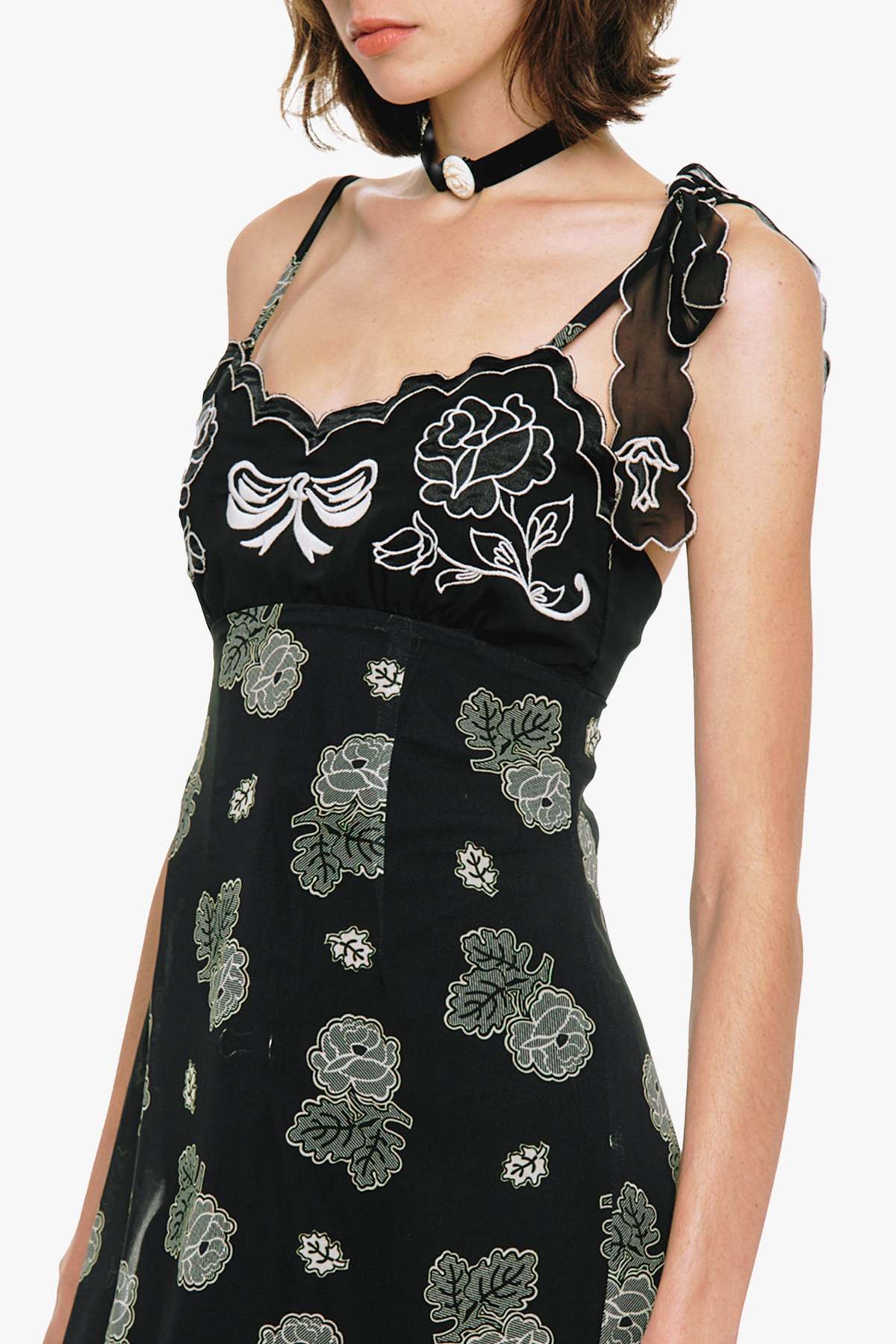 Anna Sui Sketch Roses Chiffon Embroidery Slip Dress - Image 2 of 9