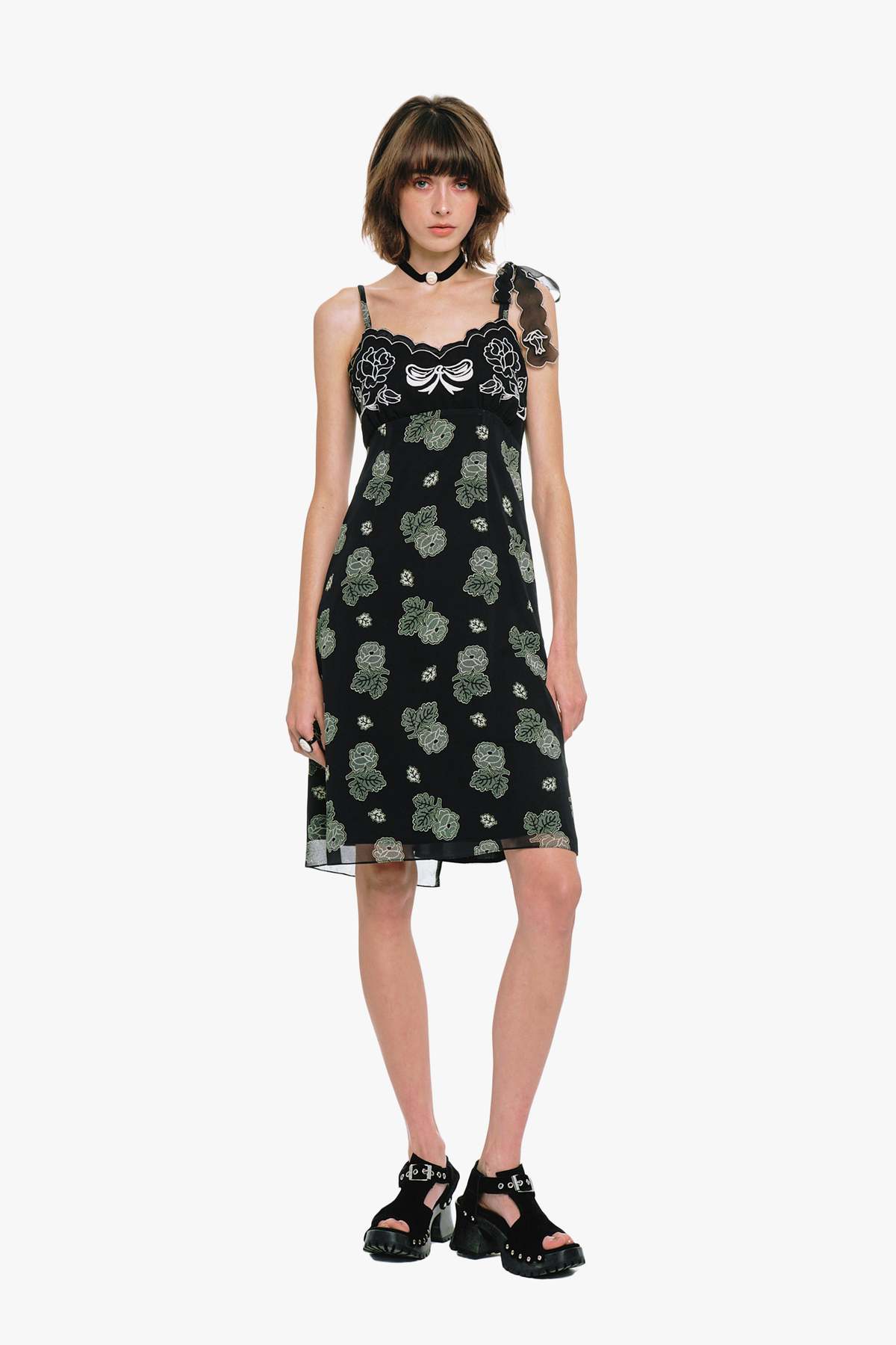 Anna Sui Sketch Roses Chiffon Embroidery Slip Dress - Image 3 of 9