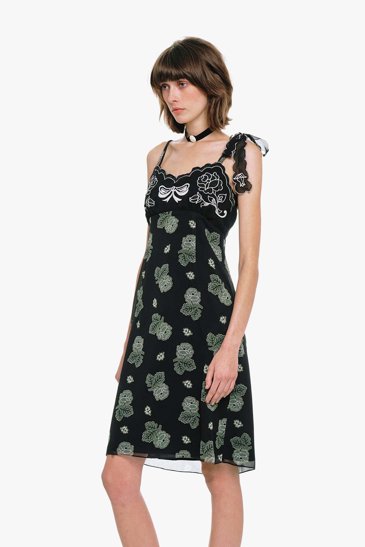 Anna Sui Sketch Roses Chiffon Embroidery Slip Dress - Image 5 of 9