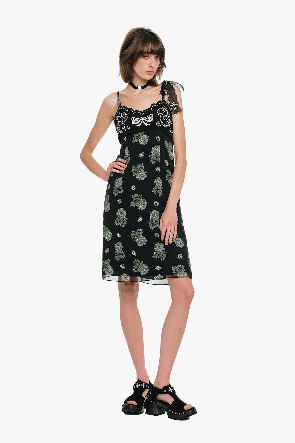 Anna Sui Sketch Roses Chiffon Embroidery Slip Dress - Image 7 of 9