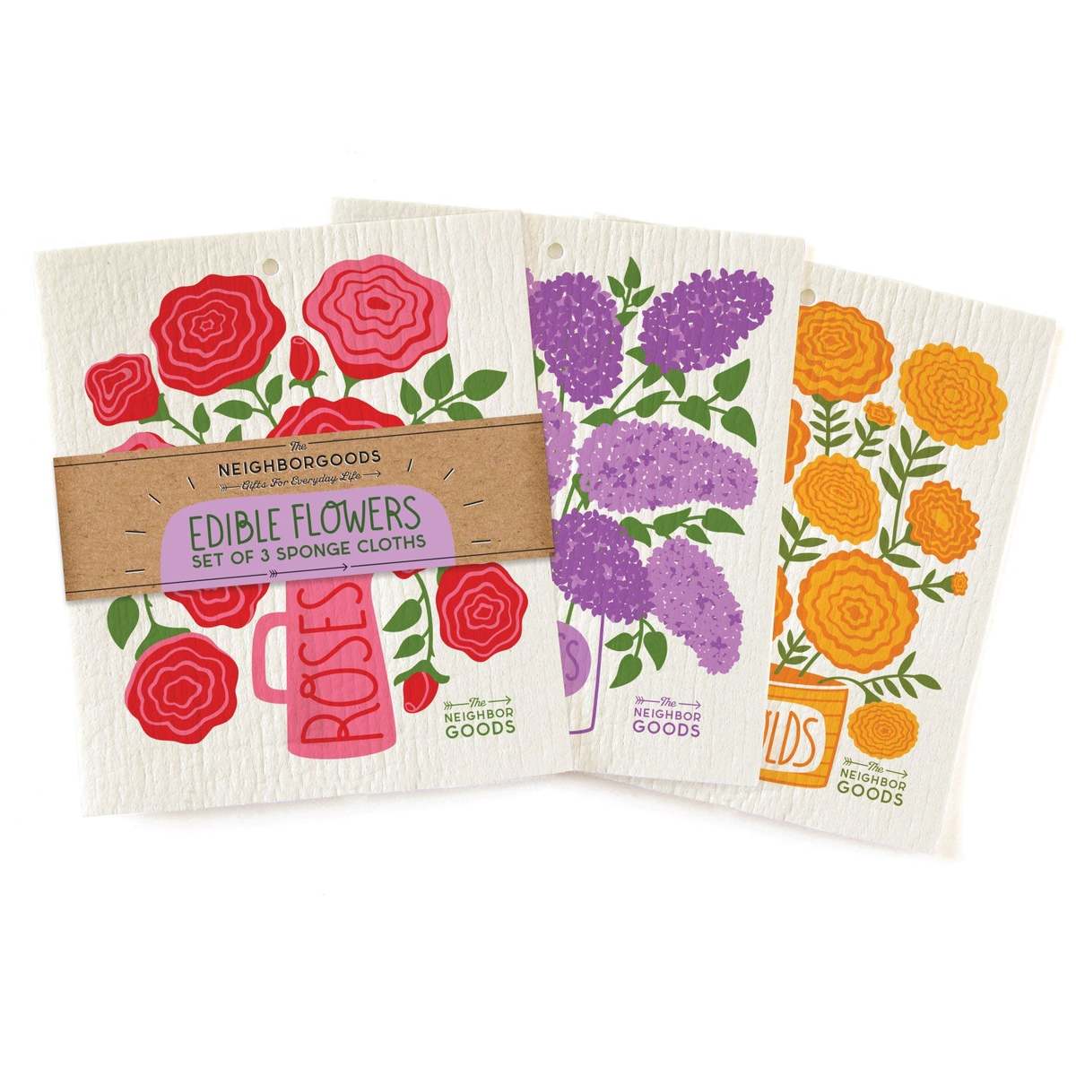 The Neighborgoods Edible Flowers Sponge Cloth Set of 3 - Image 1 of 8