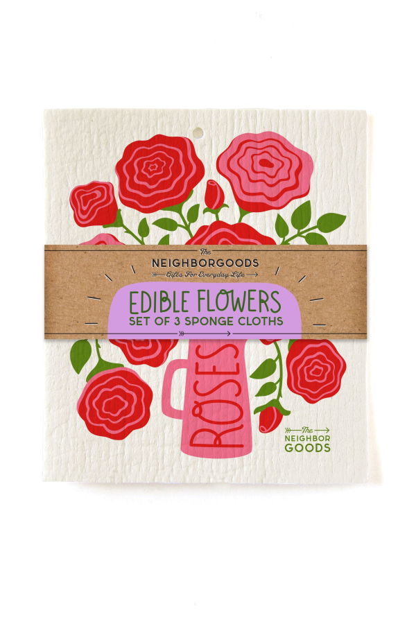 The Neighborgoods Edible Flowers Sponge Cloth Set of 3