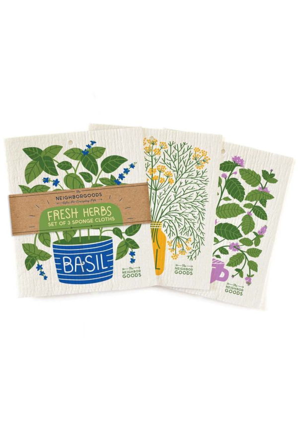 The Neighborgoods Fresh Herbs Sponge Cloth Set of 3