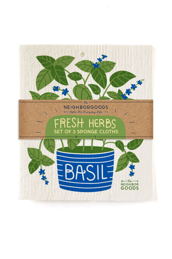 The Neighborgoods Fresh Herbs Sponge Cloth Set of 3