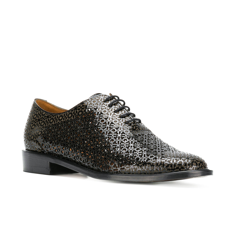 Robert Clergerie Jordan Laser Cut Leather Lace-up Brogue Black