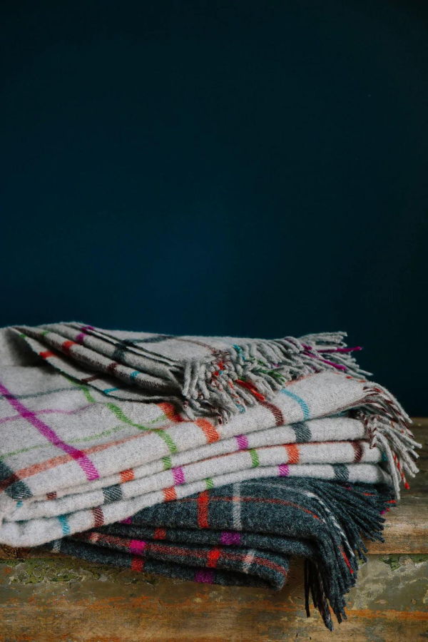 Evangeline Fog Plaid Multi Throw