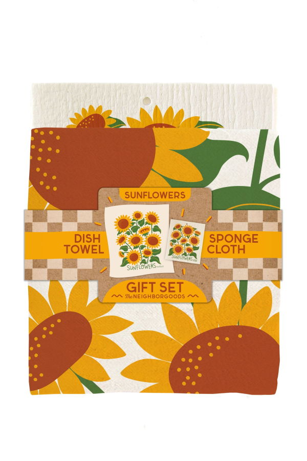 The Neighborgoods Sunflower Towel + Sponge Cloth Gift Set