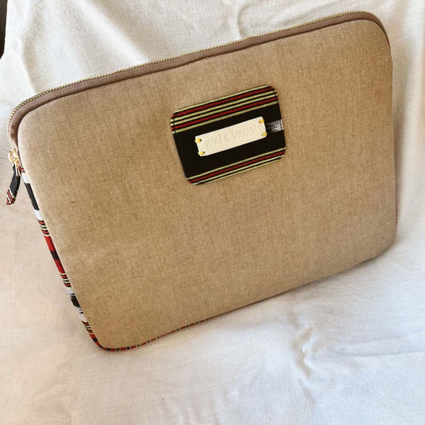 K'ai & Vrosi Zipped Patterned Canvas Laptop Case