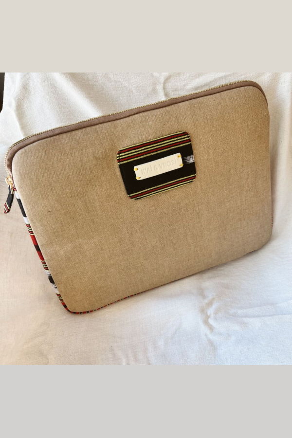 K'ai & Vrosi Zipped Patterned Canvas Laptop Case