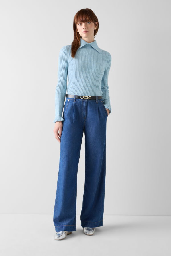 LK Bennett Cora Knitted Top - Blue Marl