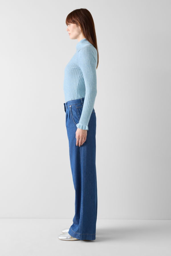LK Bennett Cora Knitted Top - Blue Marl