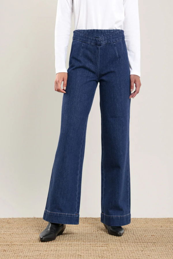 NAZEERAH Nahla Denim Trouser - Deep Blue