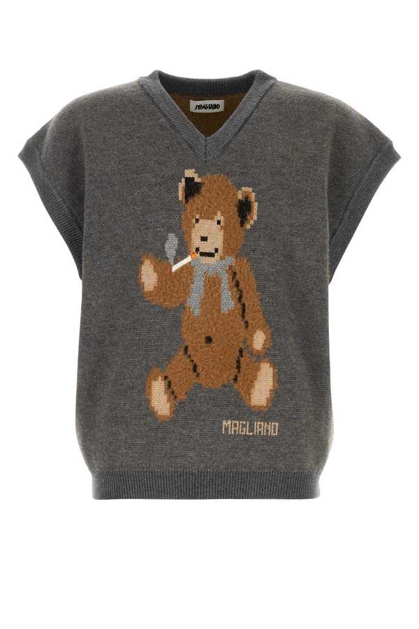 Magliano Grey Wool Blend Teddy Bear Vest - Hazelnut