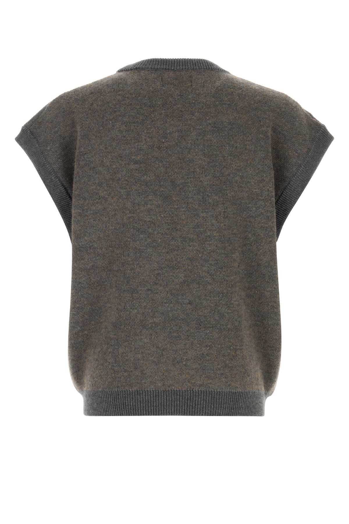 Magliano Grey Wool Blend Teddy Bear Vest - Hazelnut - Image 2 of 2