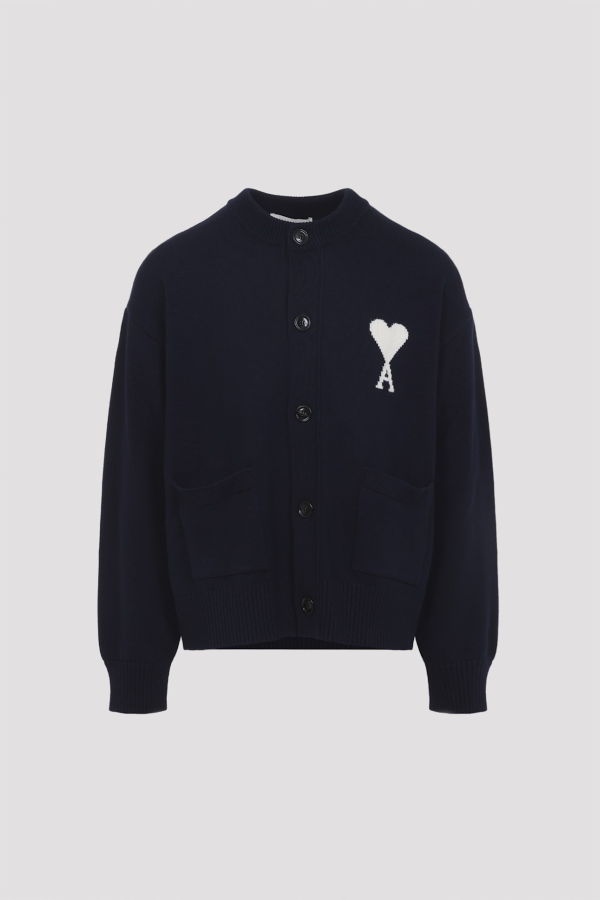 Ami Alexandre Mattiussi Crewneck Cardigan - Encre Ecru
