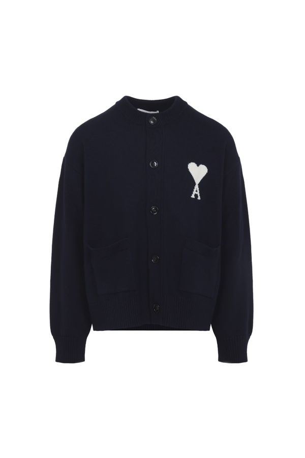 Ami Alexandre Mattiussi Crewneck Cardigan - Encre Ecru