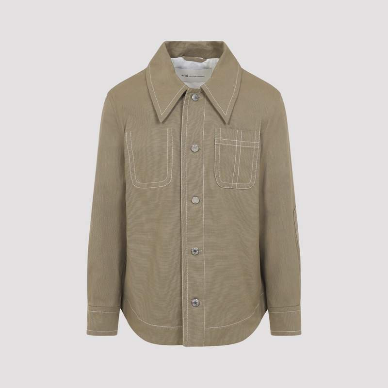 Ami Alexandre Mattiussi Worker Buttoned Jacket - Beige Taupe