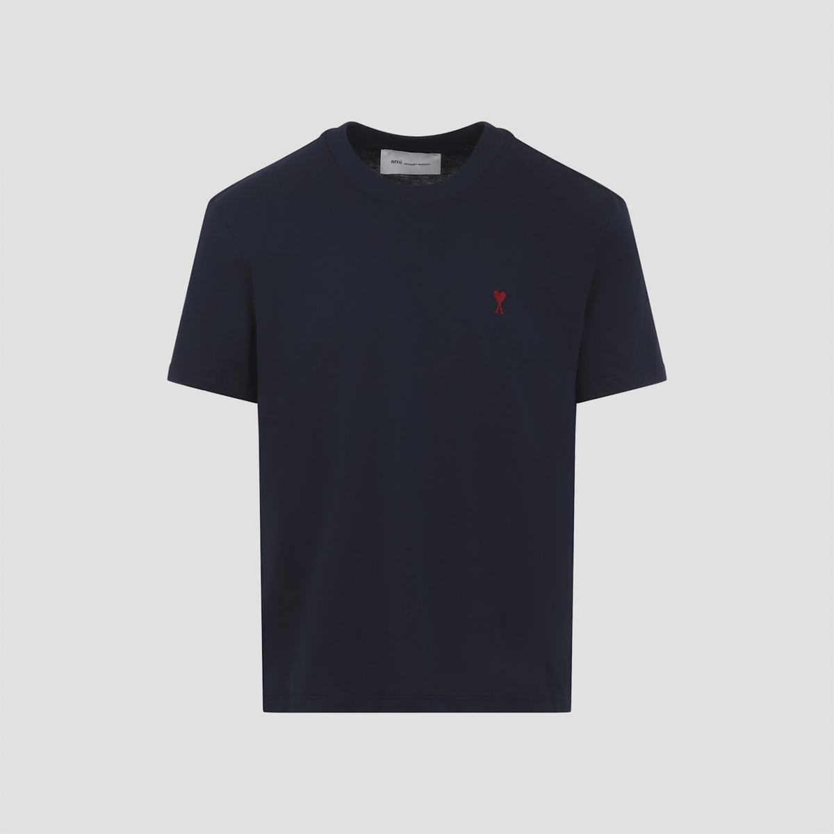 Ami Alexandre Mattiussi Classic Red T-Shirt - Bleu Nuit - Image 3 of 5