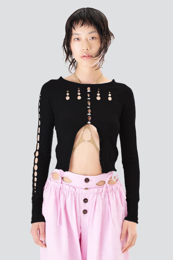 Ruibuilt Onyx Cut Out Knit Cardigan