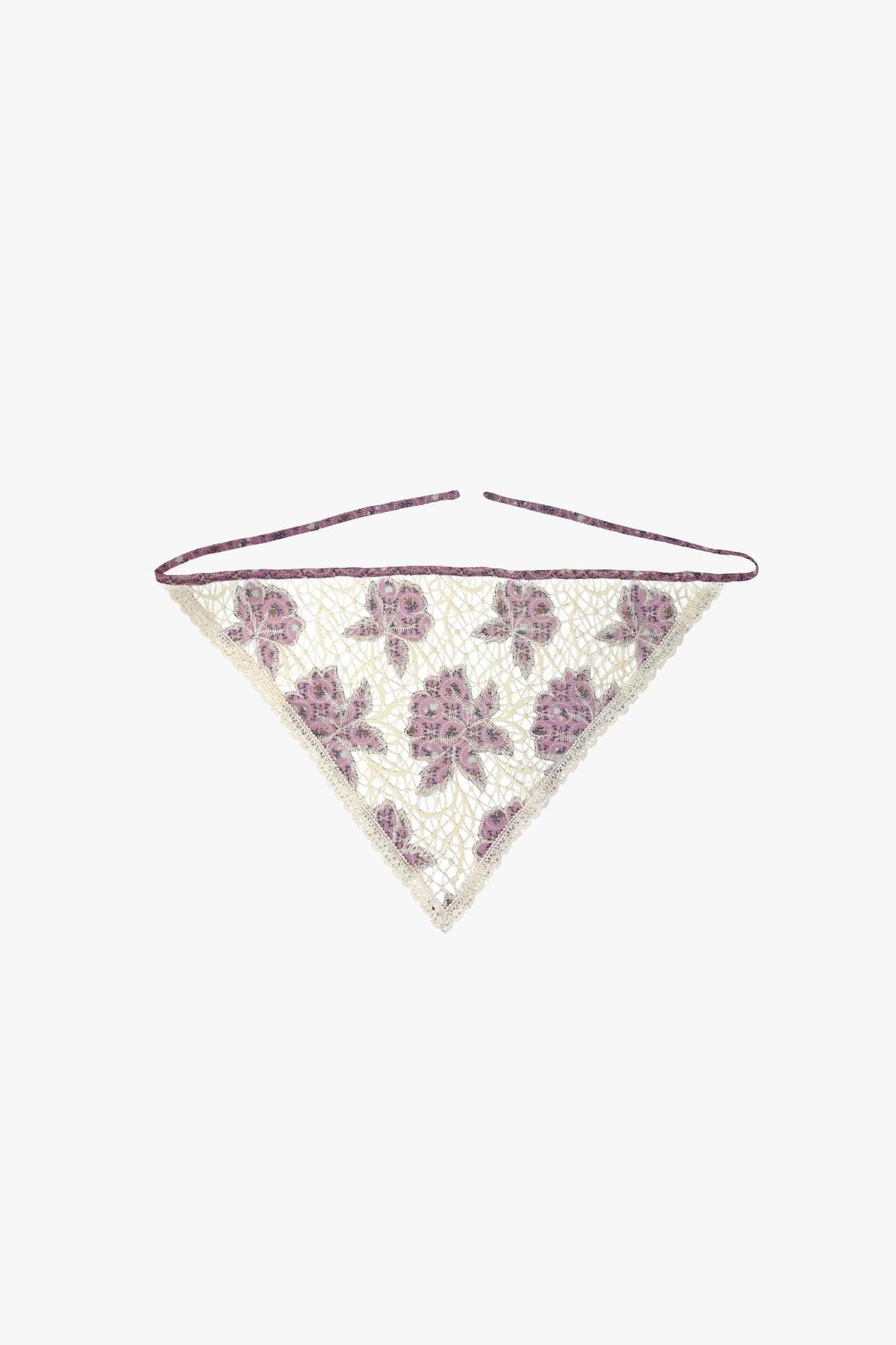 Anna Sui Medallion Floral Lace Headscarf - Mauve/Cream - Image 1 of 6