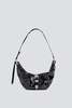 Marge Sherwood Black Glossy Plain Belted Medium Hobo Bag - Thumbnail 1