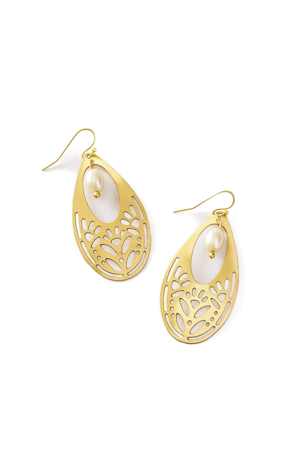Matr Boomie Adhya Teardrop Pearl Earrings - Gold