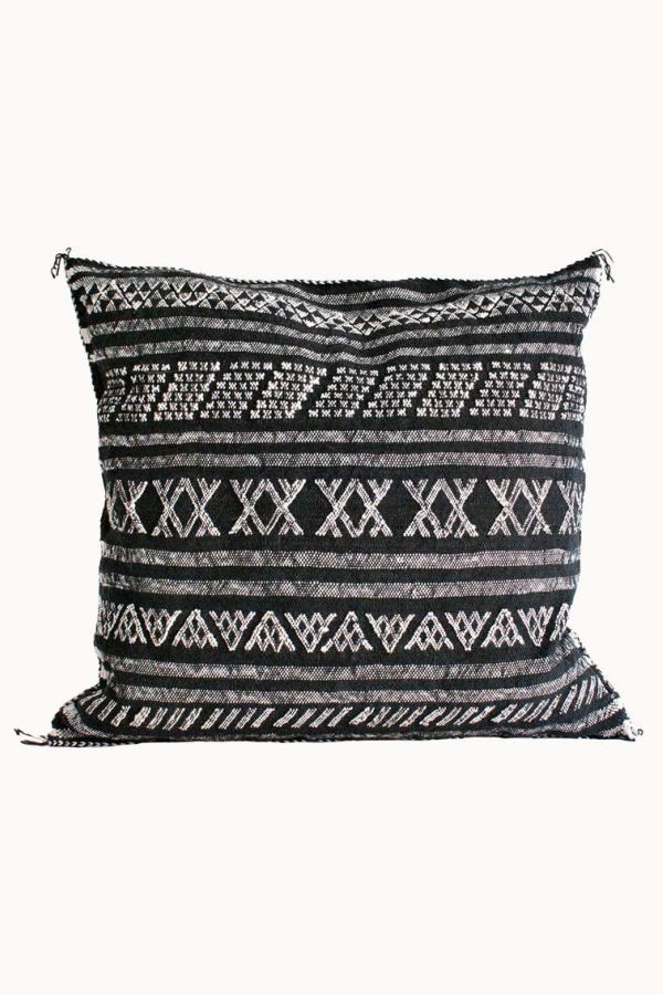 APARTMENT F Desert Stripe Cactus Silk Pillow - White Embroidery